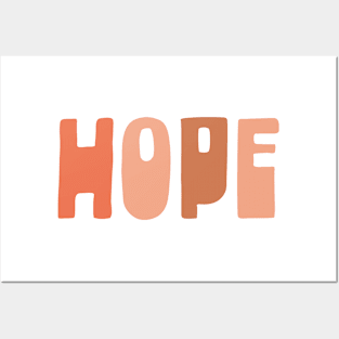 HOPE - Optimistic Motivational Typography in Peachy Blush Tones Posters and Art